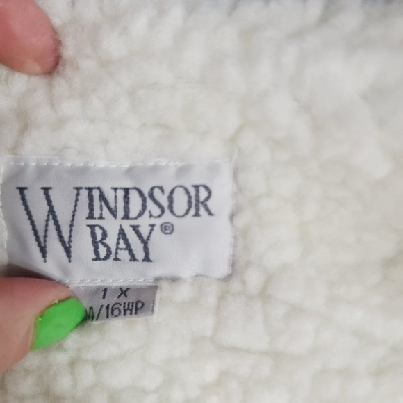 Vintage 80s Blue Sherpa Lined Winter Jacket Windsor Bay 1X Plus - Picture 5 of 15
